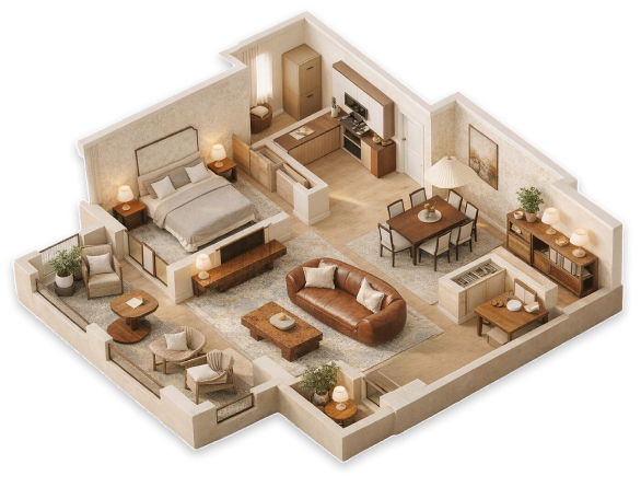 AI-generated interior design visualization